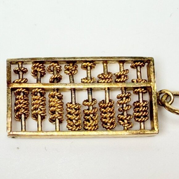 Vintage 9-10K Gold Abacus Charm Pendant with Movable Textured Beads